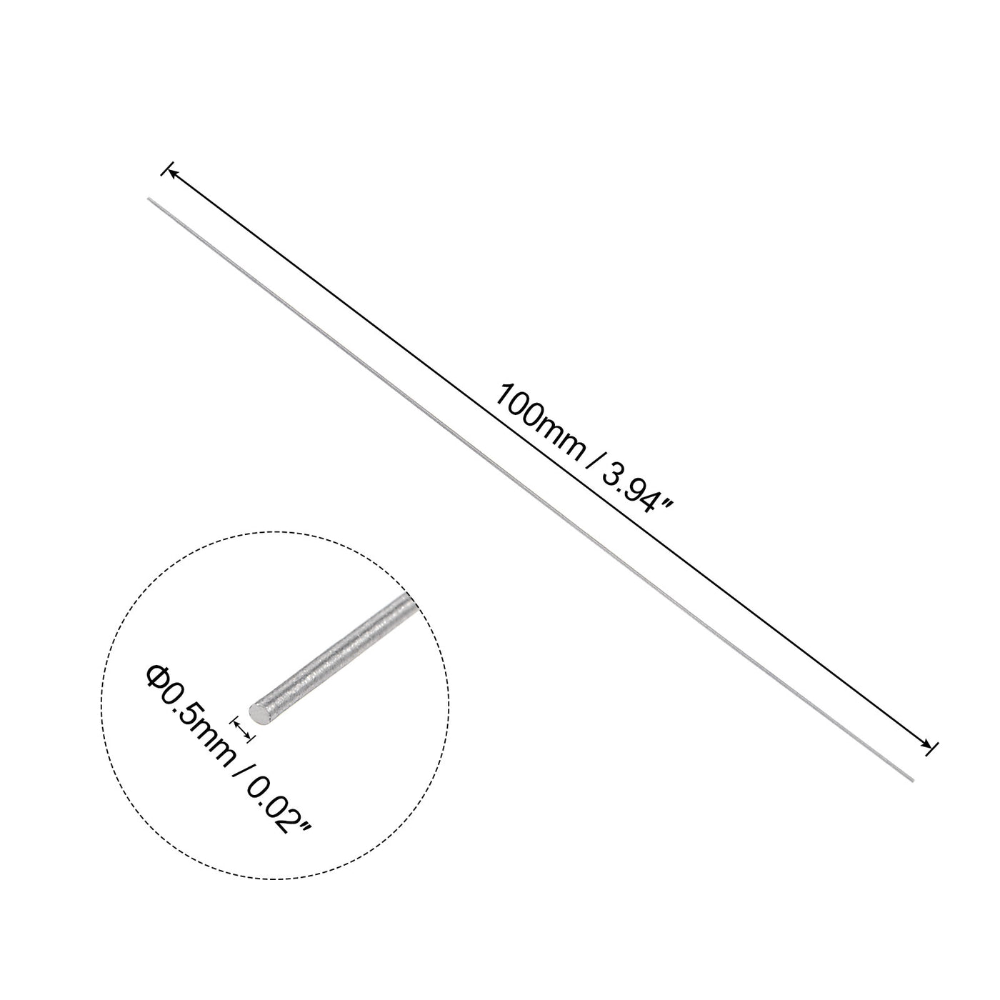 uxcell Uxcell Round Metal Rods 0.5mm x 100mm High Speed Steel (HSS) Lathe Bar Stock 20 Pcs