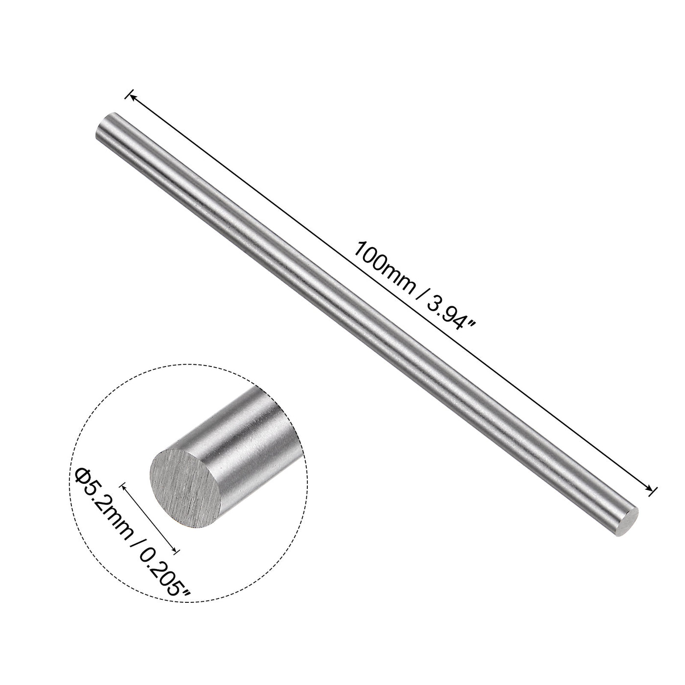 uxcell Uxcell Round Metal Rods 5.2mm x 100mm High Speed Steel (HSS) Lathe Bar Stock 20 Pcs