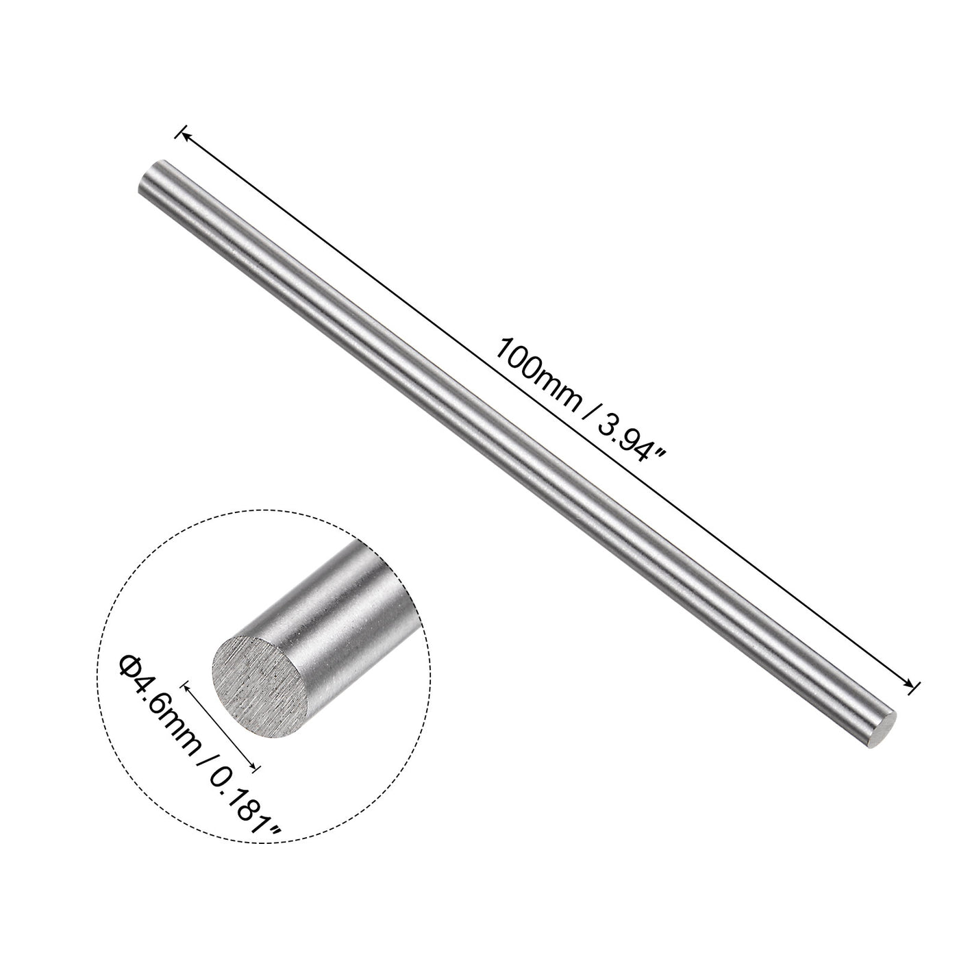 uxcell Uxcell Round Metal Rods 4.6mm x 100mm High Speed Steel (HSS) Lathe Bar Stock 2 Pcs