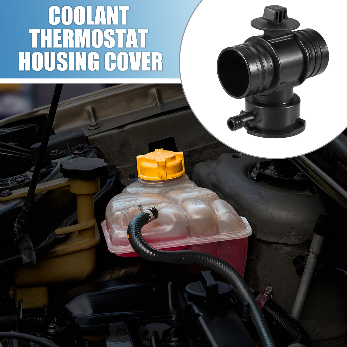 A ABSOPRO Coolant Thermostat Housing Cover Water Outlet Connector Pipe Coolant for Dodge Dakota 2004 V8 285 4.7L Plastic Black