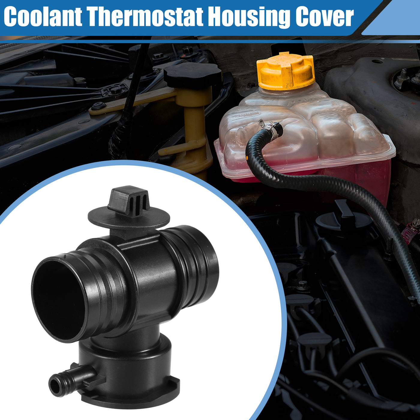 A ABSOPRO Coolant Thermostat Housing Cover Water Outlet Connector Pipe Coolant for Dodge Dakota 2004 V8 285 4.7L Plastic Black