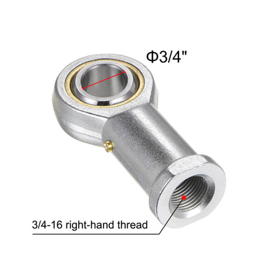 Harfington Uxcell 2pcs PHSB12 Female Rod End Bearing 3/4" Bore and 3/4-16 Right Hand Thread