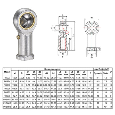 Harfington Uxcell 4pcs PHSB7 Female Rod End Bearing 7/16" Bore and 7/16-20 Right Hand Thread