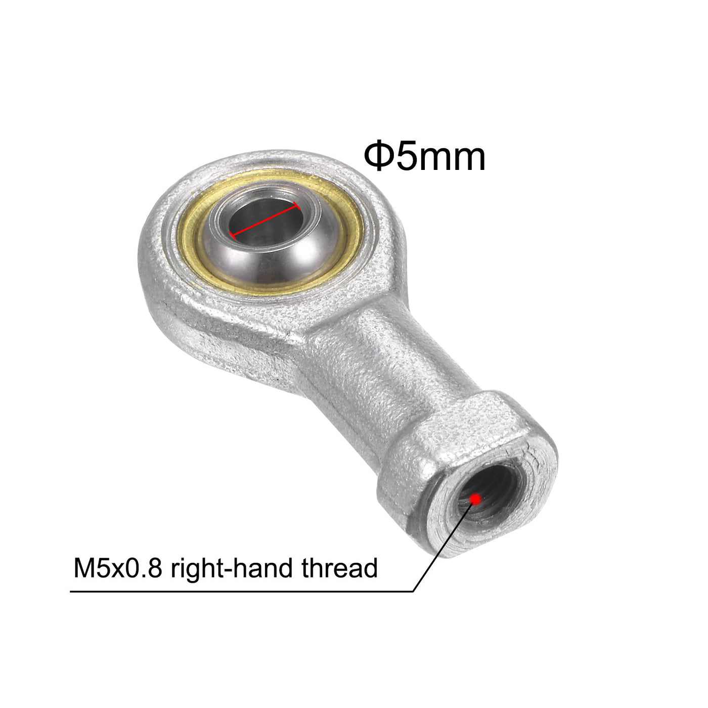 uxcell Uxcell 4pcs PHSA5 Female Rod End Bearing M5 Bore and M5x0.8 Right Hand Thread