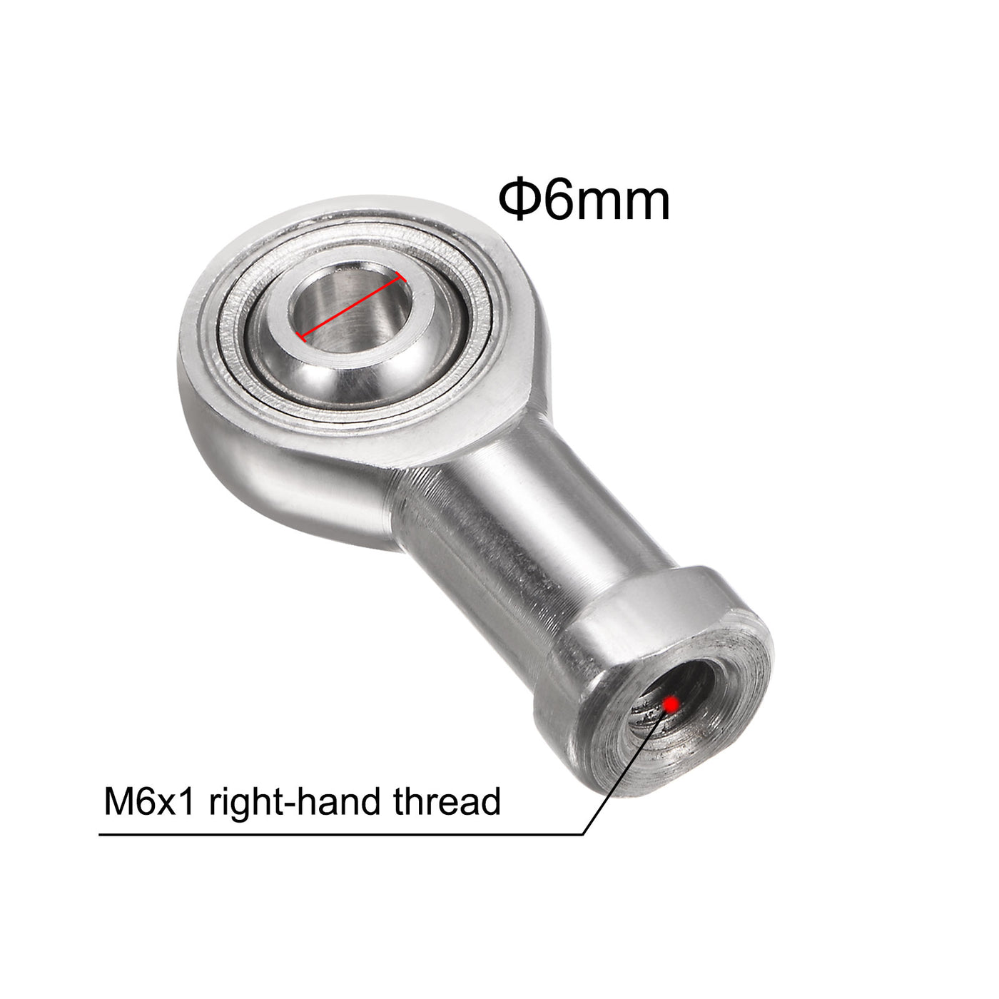 uxcell Uxcell 2pcs SSI6T/K Female Rod End Bearing M6 Bore and M6x1.0 Right Hand Thread