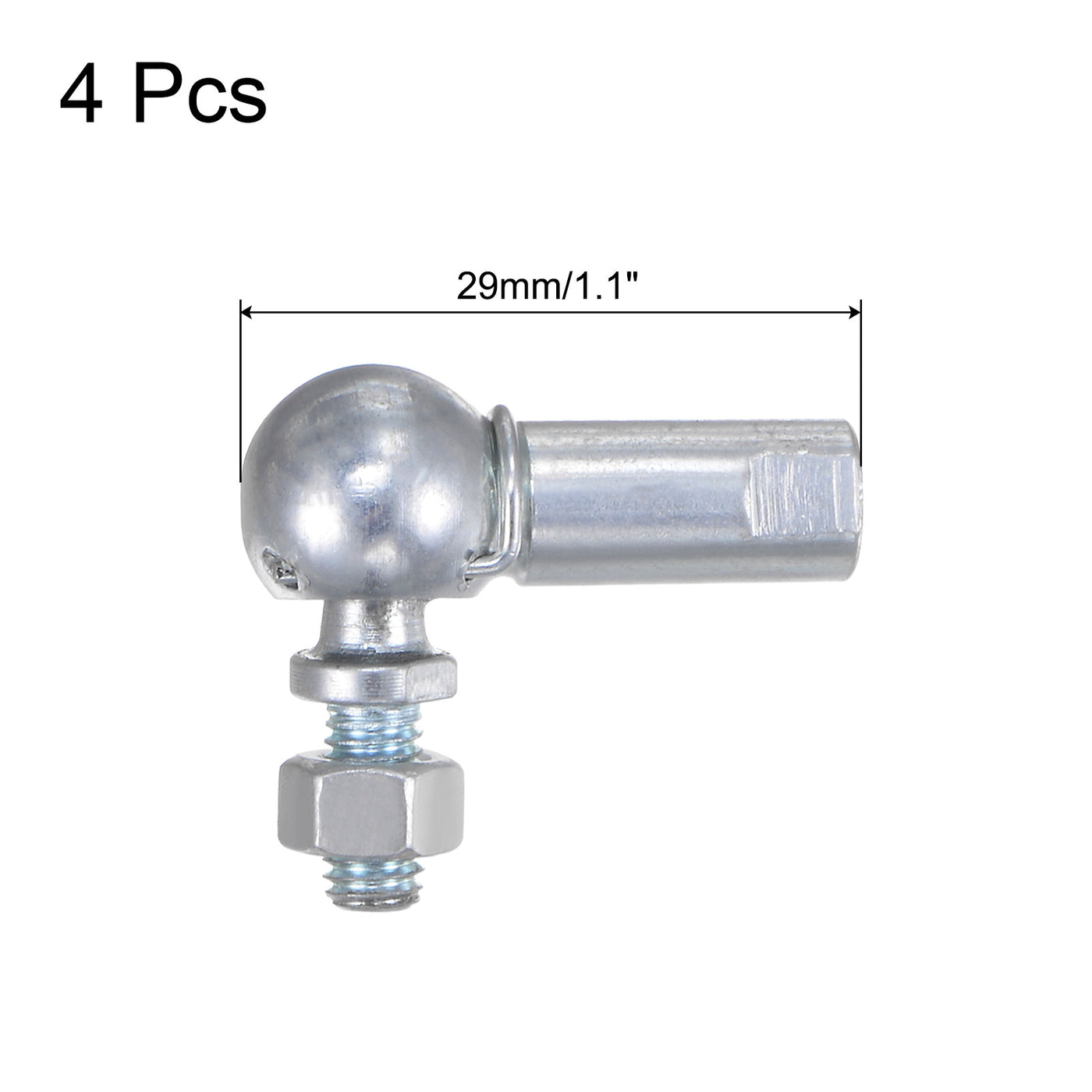 uxcell Uxcell 4pcs CS8 M5 Angle Ball Joint, M5x0.8 Right Hand Thread, A3-Steel