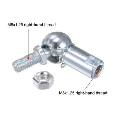 Harfington Uxcell 2pcs CS13 M8 Angle Ball Joint, M8x1.25 Right Hand Thread, A3-Steel