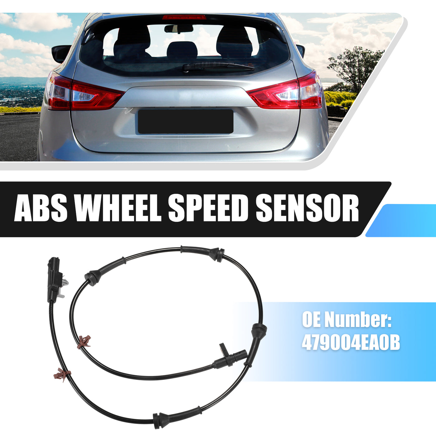 X AUTOHAUX Rear Left Right ABS Wheel Speed Sensor Transmission Speed Sensor for Nissan Qashqai Mk2 J11 2WD 2013-2021 No.479004EA0B