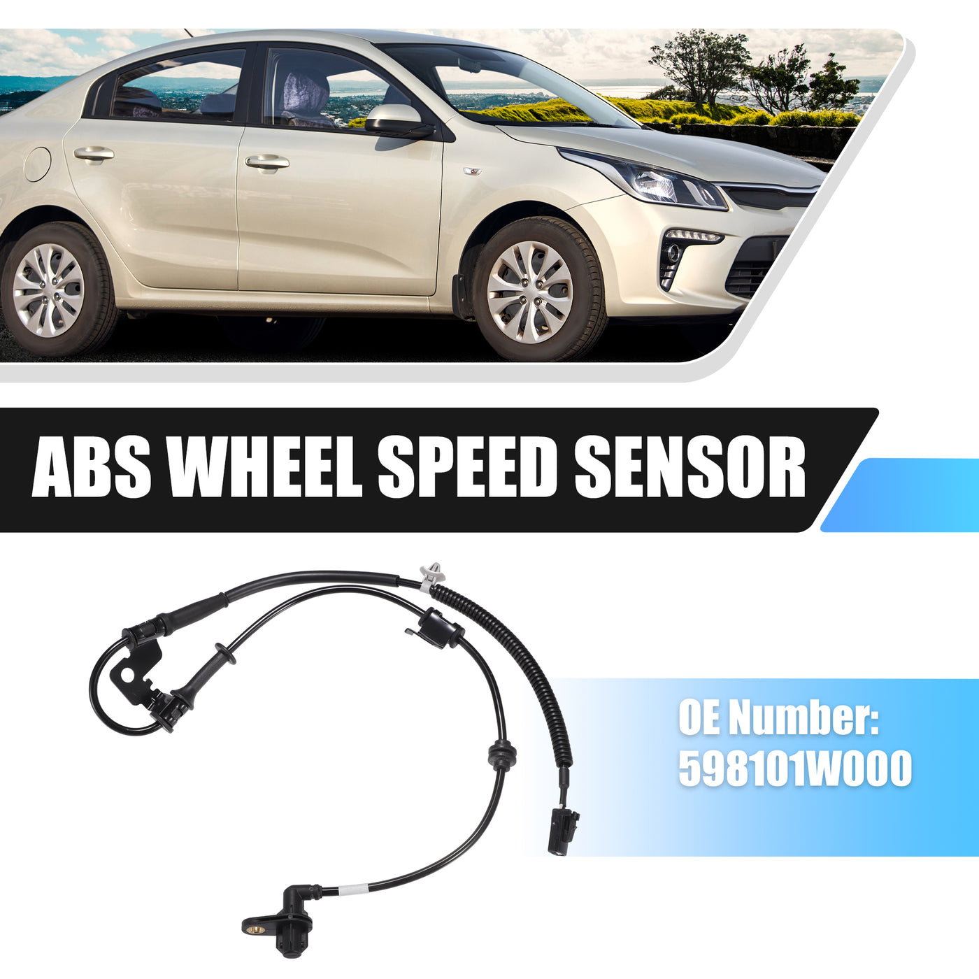 X AUTOHAUX Front Left ABS Wheel Speed Sensor Transmission Speed Sensor for Kia Rio Mk3 2011-2022 No.598101W000