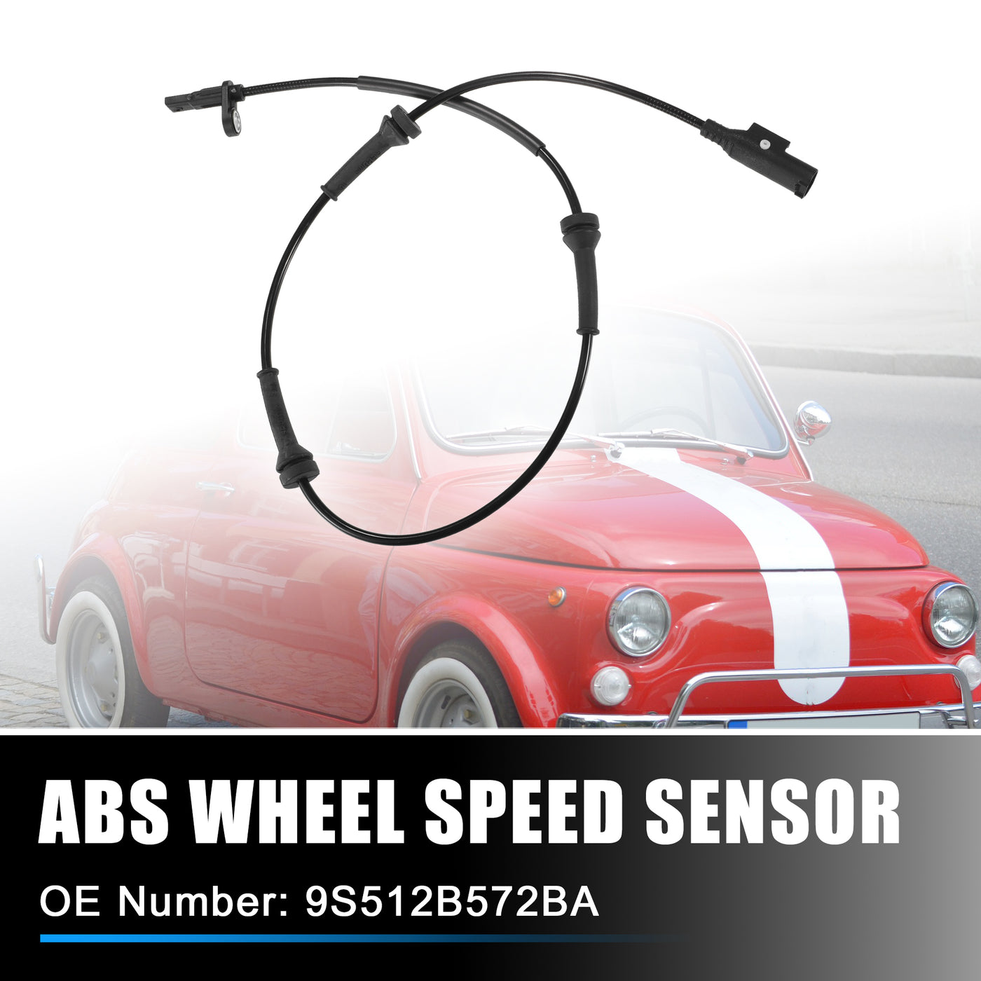 X AUTOHAUX Rear Left Right ABS Wheel Speed Sensor Transmission Speed Sensor for Fiat 500 2007-2023 No.9S512B572BA