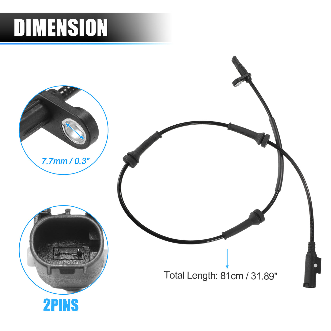 X AUTOHAUX Rear Left Right ABS Wheel Speed Sensor Transmission Speed Sensor for Fiat 500 2007-2023 No.9S512B572BA