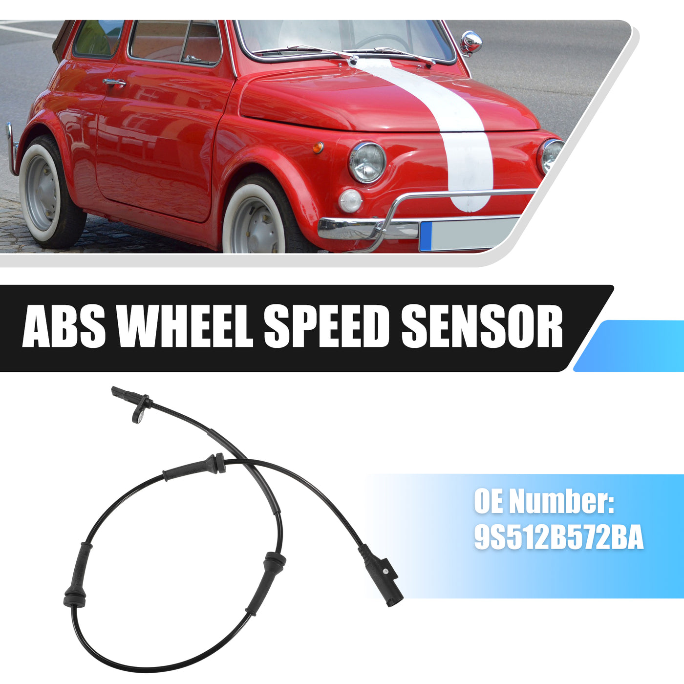 X AUTOHAUX Rear Left Right ABS Wheel Speed Sensor Transmission Speed Sensor for Fiat 500 2007-2023 No.9S512B572BA