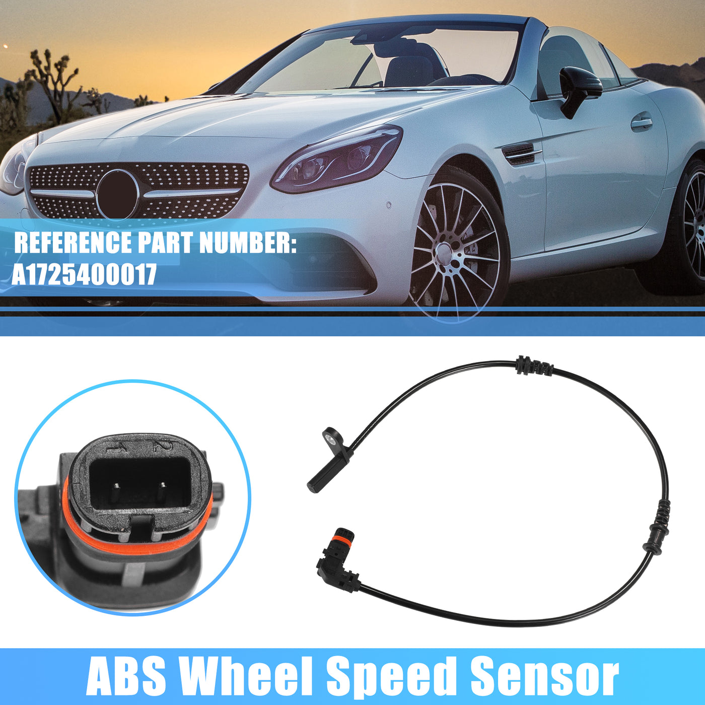 X AUTOHAUX 1 Pcs Front Left Right ABS Wheel Speed Sensor for Mercedes-Benz SLC300 2017-2020 No.A1725400017