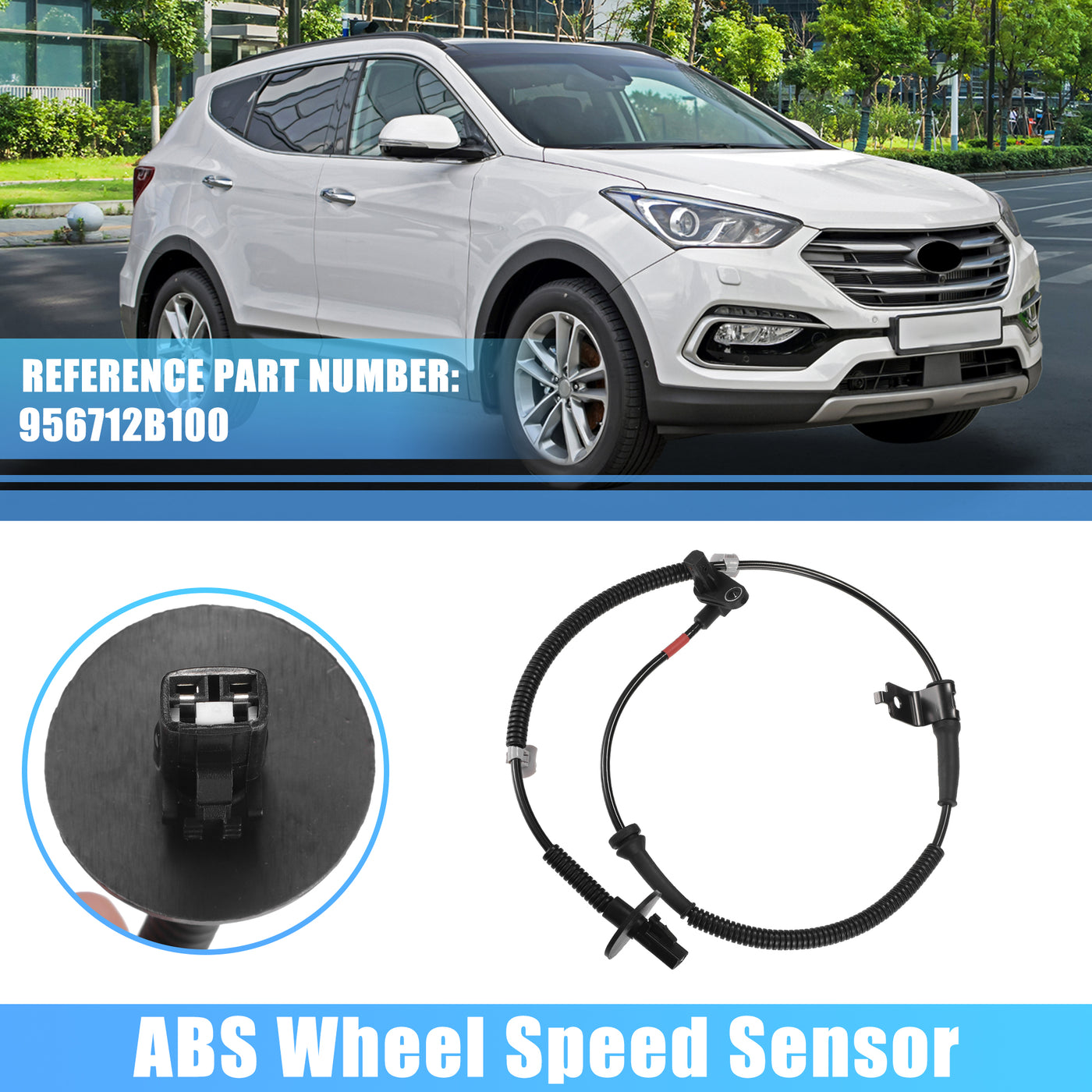 X AUTOHAUX 1 Pcs Front Right ABS Wheel Speed Sensor for Hyundai Santa Fe 2005-2013 No.956712B100