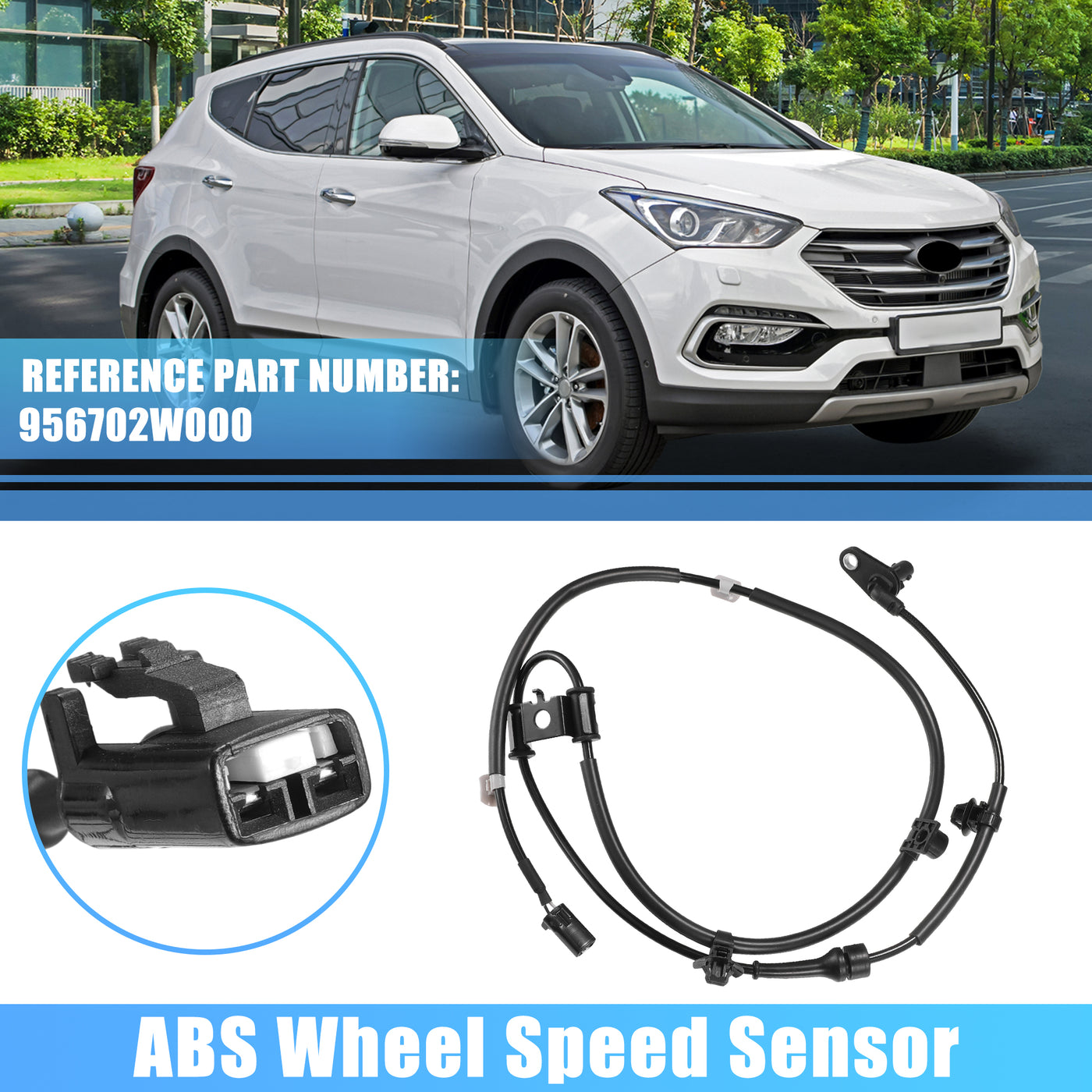 X AUTOHAUX 1 Pcs Front Left ABS Wheel Speed Sensor for Hyundai Santa Fe 2013-2019 No.956702W000