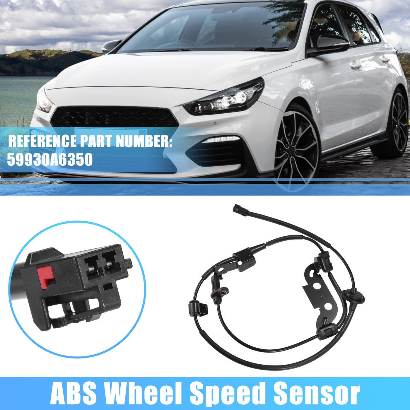 X AUTOHAUX 1 Pcs Rear Right ABS Wheel Speed Sensor for Hyundai I30 2012-2018 No.59930A6350