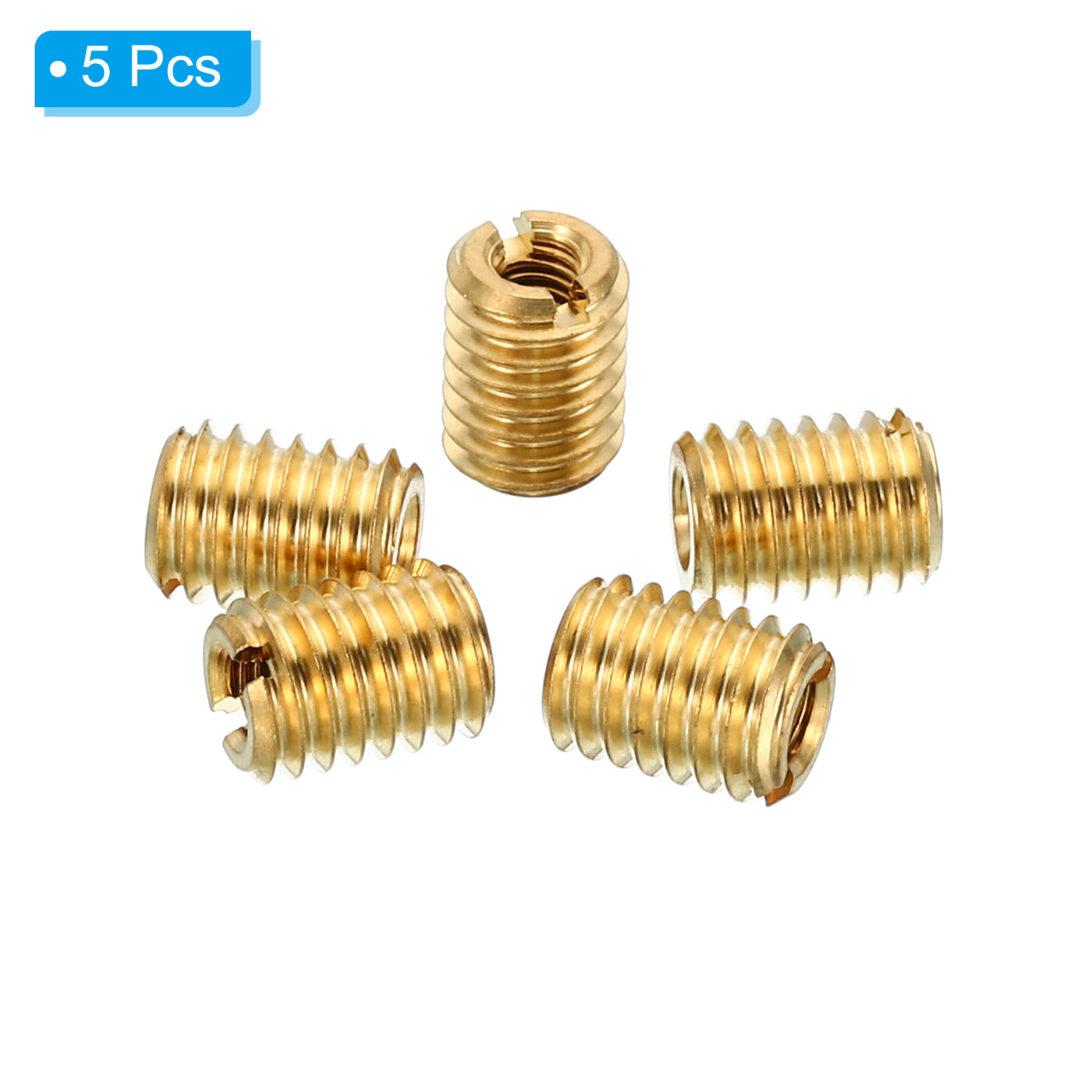 Harfington Brass Threaded Repair Insert Nut, 5 Pcs M6x1 Male to M3x0.5 Female Thread Sleeve Inserts Reducing Nut Adapter Reducer Screw Sleeves 8mm