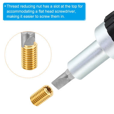 Harfington Brass Threaded Repair Insert Nut, 5 Pcs M6x1 Male to M3x0.5 Female Thread Sleeve Inserts Reducing Nut Adapter Reducer Screw Sleeves 8mm