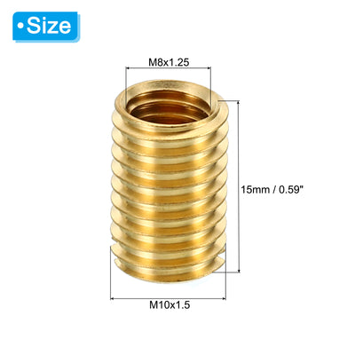 Harfington Messing Gewindeeinsatzmutter, 5 Stück M10x1.5 männlich auf M8x1.25 weiblich Gewindemuffe Reduziermutter Adapter Reduzierschraubenhülse 15mm