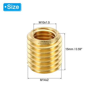 Harfington Messing Gewindeeinsatzmutter, 5 Stück M14x2 männlich auf M10x1.5 weiblich Gewindemuffe Reduziermutter Adapter Reduzierschraubenhülsen 15mm