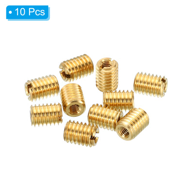 Harfington Brass Threaded Repair Insert Nut, 10 Pcs M6x1 Male to M3x0.5 Female Thread Sleeve Inserts Reducing Nut Adapter Reducer Screw Sleeves 8mm