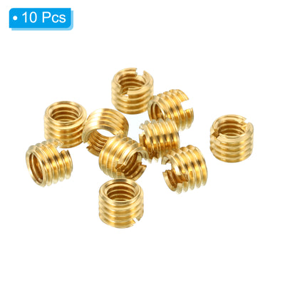 Harfington Brass Threaded Repair Insert Nut, 10 Pcs M8x1.25 Male to M6x1 Female Thread Sleeve Inserts Reducing Nut Adapter Reducer Screw Sleeves 6mm