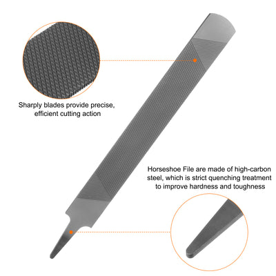 Harfington Horseshoe File 14" High Carbon Steel Coarse Double Cut Flat Hand Rasp File