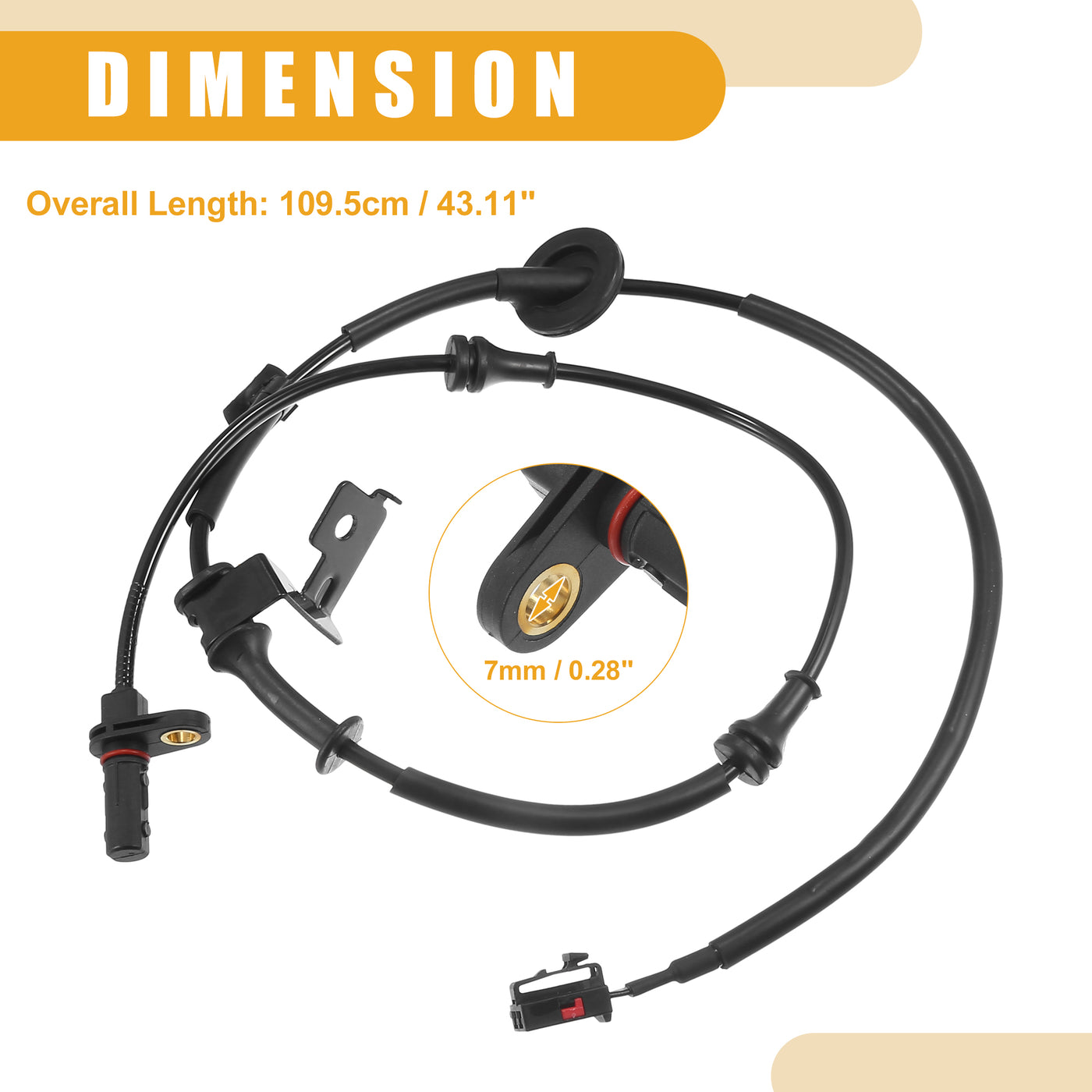 Partuto ABS Sensor No.599103X350 - Car Rear Left ABS Wheel Speed Sensor - for Hyundai Elantra 2011-2015 ABS Metal Black - 1 Pc