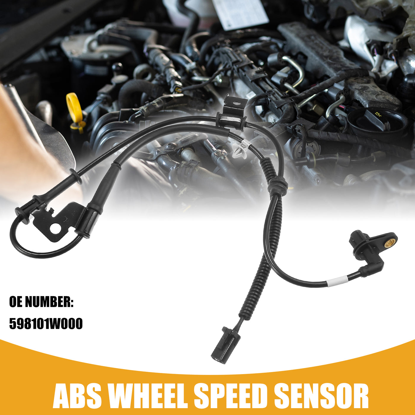 Partuto ABS Sensor No.598101W000 - Car Front Left ABS Wheel Speed Sensor - for Kia Rio 2012-2017 ABS Metal Black - 1 Pc