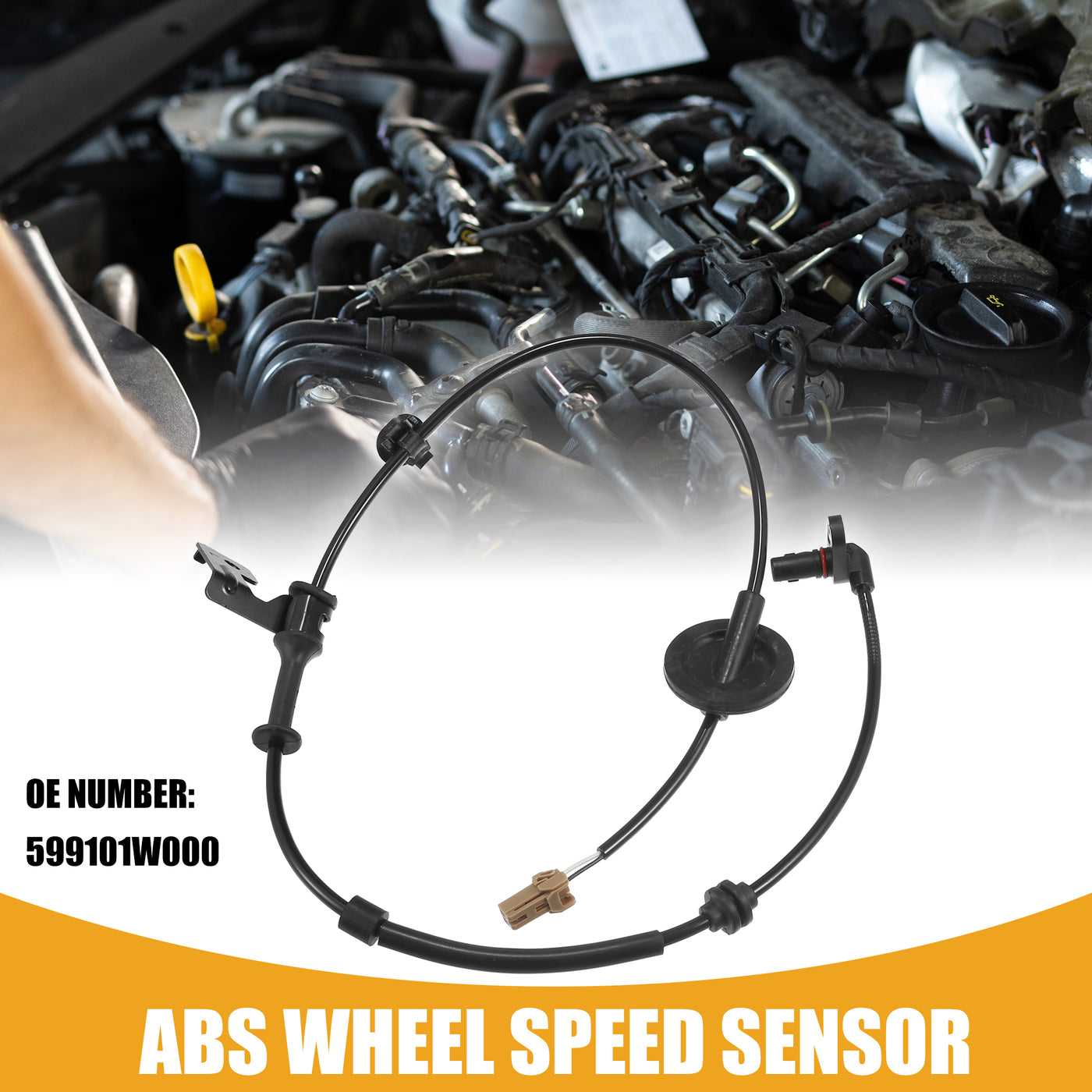 Partuto ABS Sensor No.599101W000 - Car Rear Left ABS Wheel Speed Sensor - for Kia Rio 2012-2017 ABS Metal Black - 1 Pc