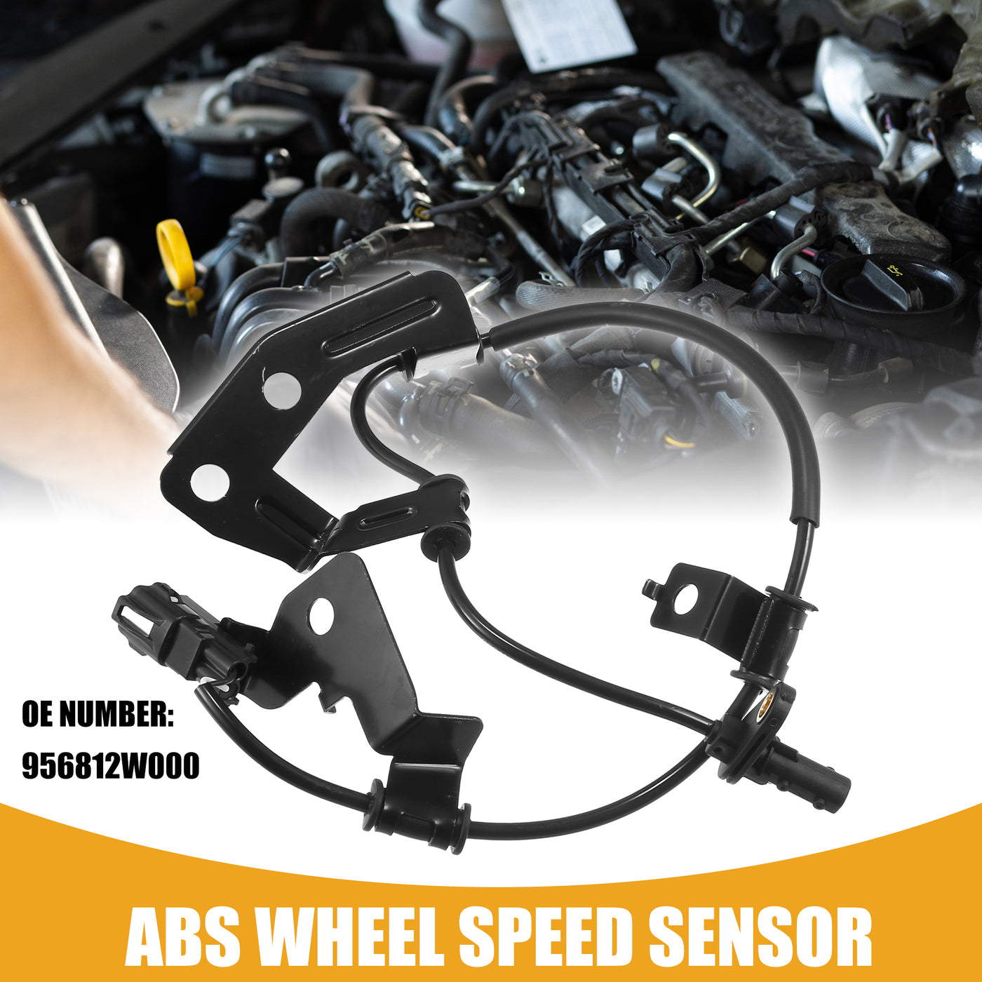 Partuto ABS Sensor No.956812W000 - Car Rear Right ABS Wheel Speed Sensor - for Hyundai Santa Fe Sport 2013-2017 ABS Metal Black - 1 Pc