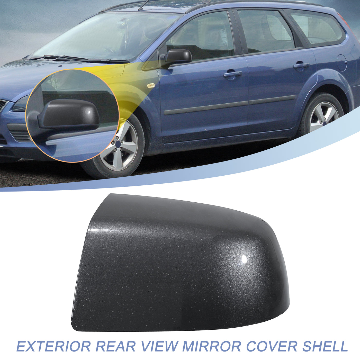 ACROPIX Front Left Car Exterior Rear View Mirror Cover Shell Trim Dark Gray Fit for Ford Focus Mk2 2005-2007 - Pack of 1