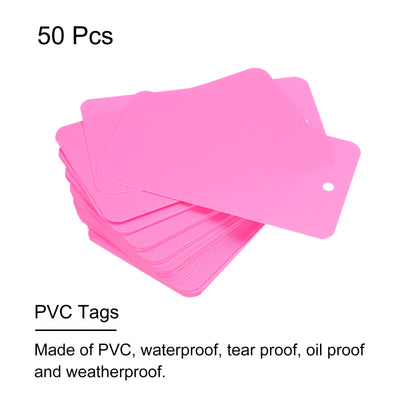 Harfington Waterproof Wires Plastic Shipping Tags,for Product Identification Tags,Valve Marking,Outdoor Tagging,1.97x3.54 Inch Pink 50Packs