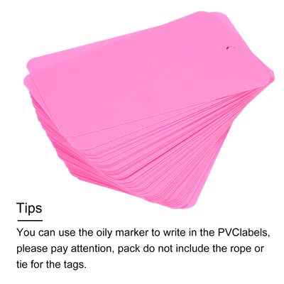 Harfington Waterproof Wires Plastic Shipping Tags,for Product Identification Tags,Valve Marking,Outdoor Tagging,1.97x3.54 Inch Pink 50Packs