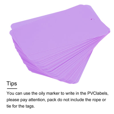 Harfington Waterproof Wires Plastic Shipping Tags,for Product Identification Tags,Valve Marking,Outdoor Tagging,1.97x3.54 Inch Purple 50Packs