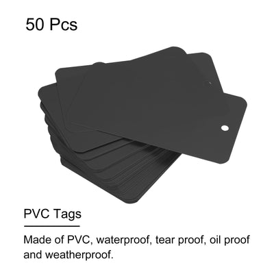 Harfington Waterproof Wires Plastic Shipping Tags,for Product Identification Tags,Valve Marking,Outdoor Tagging,1.97x3.54 Inch Black 50Packs