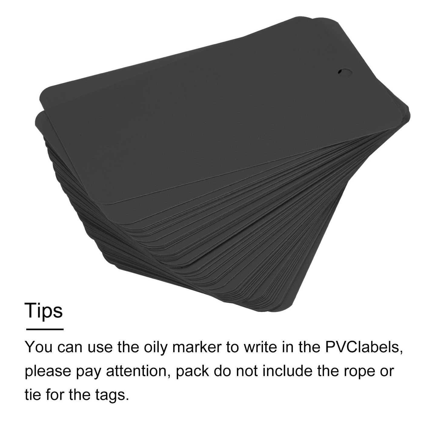 Harfington Waterproof Wires Plastic Shipping Tags,for Product Identification Tags,Valve Marking,Outdoor Tagging,1.97x3.54 Inch Black 50Packs