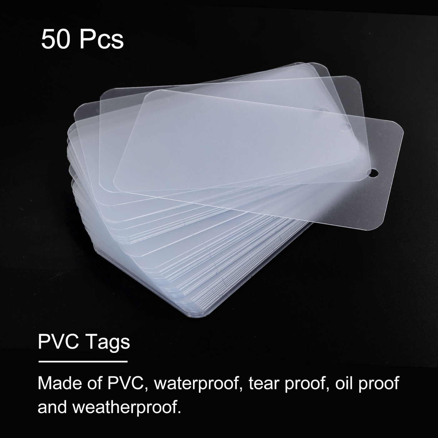 Harfington Waterproof Wires Plastic Shipping Tags,for Product Identification Tags,Valve Marking,Outdoor Tagging,1.97x3.54 Inch Translucent 50Packs