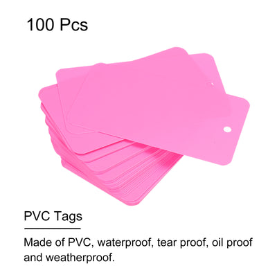 Harfington Waterproof Wires Plastic Shipping Tags,for Product Identification Tags,Valve Marking,Outdoor Tagging,1.97x3.54 Inch Pink 100Packs