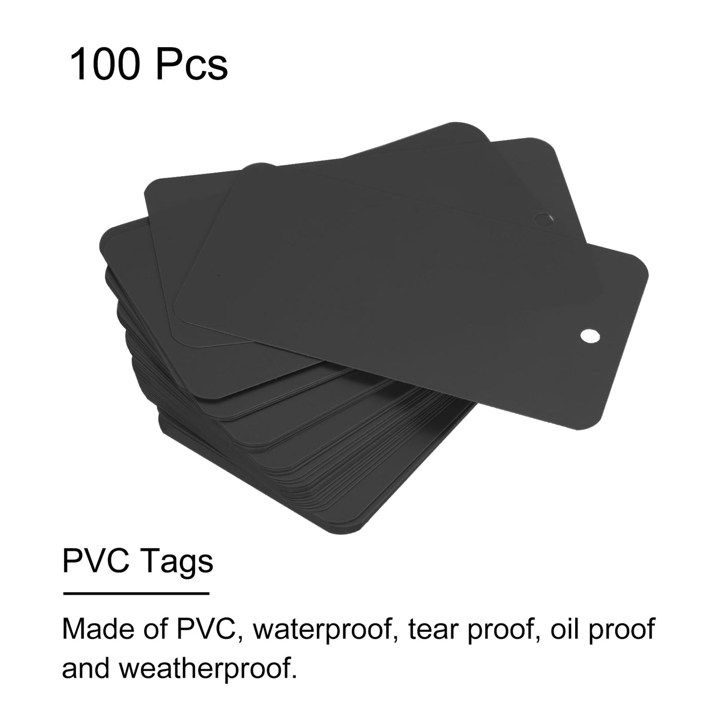 Harfington Waterproof Wires Plastic Shipping Tags,for Product Identification Tags,Valve Marking,Outdoor Tagging,1.97x3.54 Inch Black 100Packs