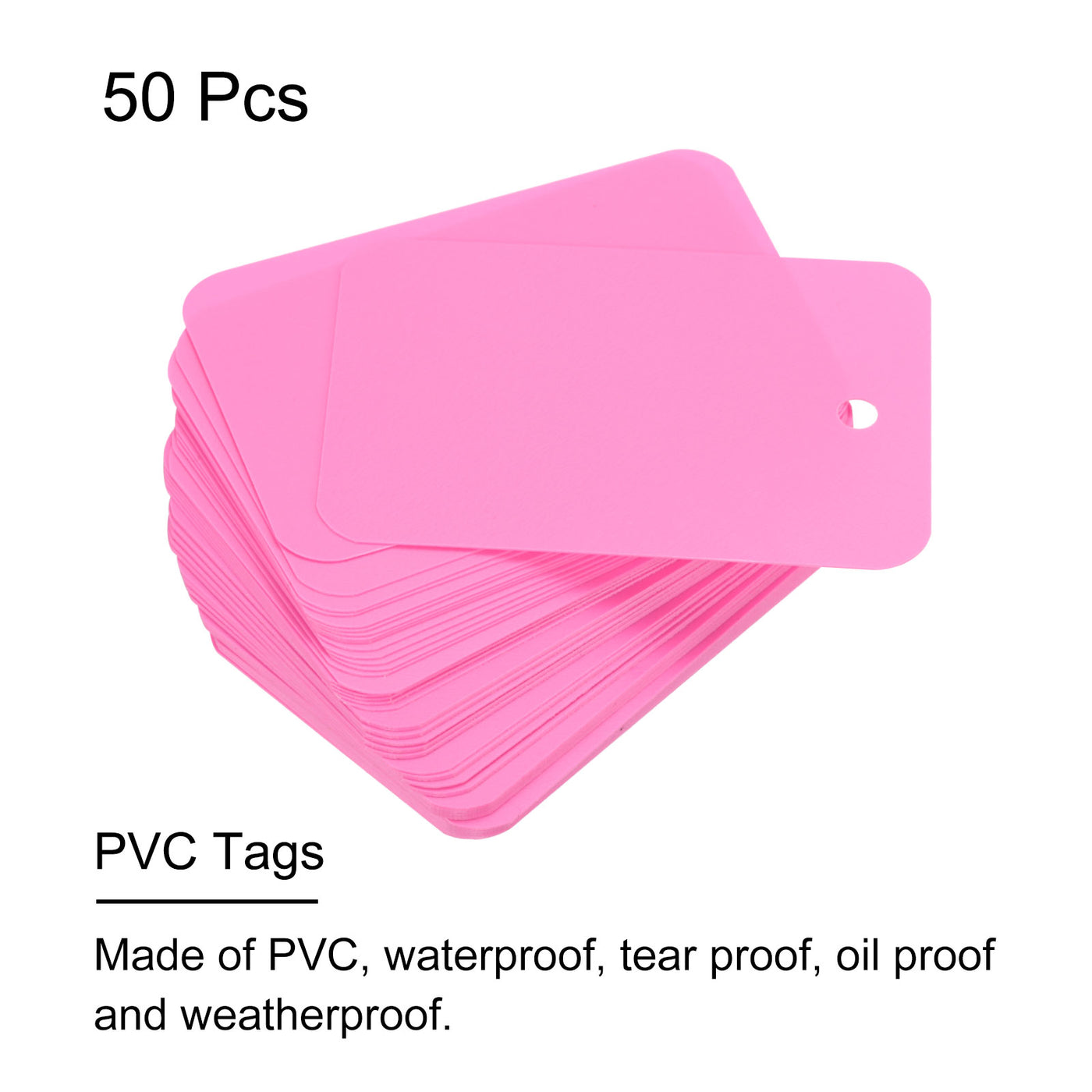 Harfington Waterproof Wires Plastic Shipping Tags,for Product Identification Tags,Valve Marking,Outdoor Tagging,1.57x2.36 Inch Pink 50Packs