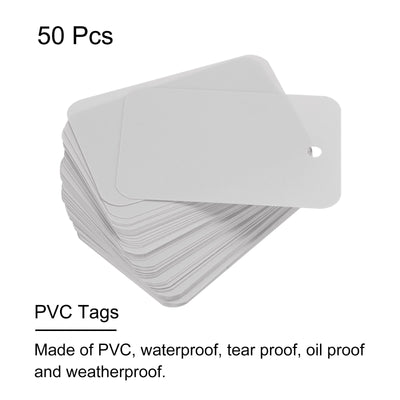 Harfington Waterproof Wires Plastic Shipping Tags,for Product Identification Tags,Valve Marking,Outdoor Tagging,1.57x2.36 Inch Grey 50Packs