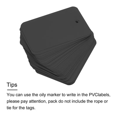 Harfington Waterproof Wires Plastic Shipping Tags,for Product Identification Tags,Valve Marking,Outdoor Tagging,1.57x2.36 Inch Black 50Packs