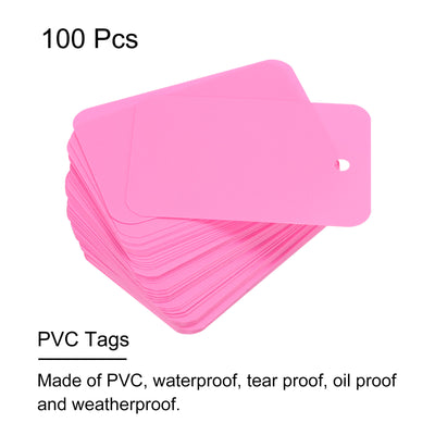 Harfington Waterproof Wires Plastic Shipping Tags,for Product Identification Tags,Valve Marking,Outdoor Tagging,1.57x2.36 Inch Pink 100Packs