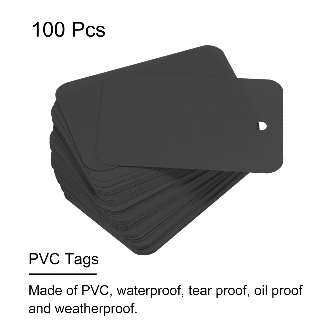 Harfington Waterproof Wires Plastic Shipping Tags,for Product Identification Tags,Valve Marking,Outdoor Tagging,1.57x2.36 Inch Black 100Packs