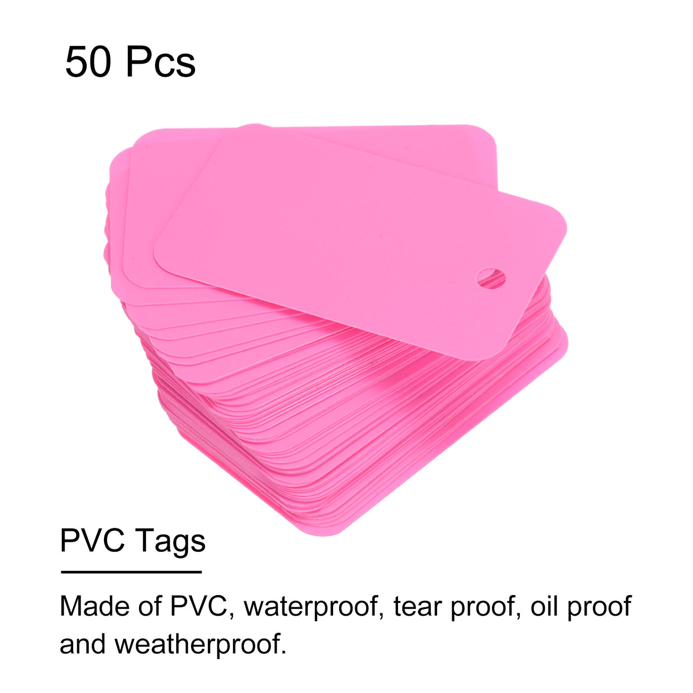 Harfington Waterproof Wires Plastic Shipping Tags,for Product Identification Tags,Valve Marking,Outdoor Tagging,1.18x1.97 Inch Pink 50Packs