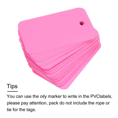 Harfington Waterproof Wires Plastic Shipping Tags,for Product Identification Tags,Valve Marking,Outdoor Tagging,1.18x1.97 Inch Pink 50Packs