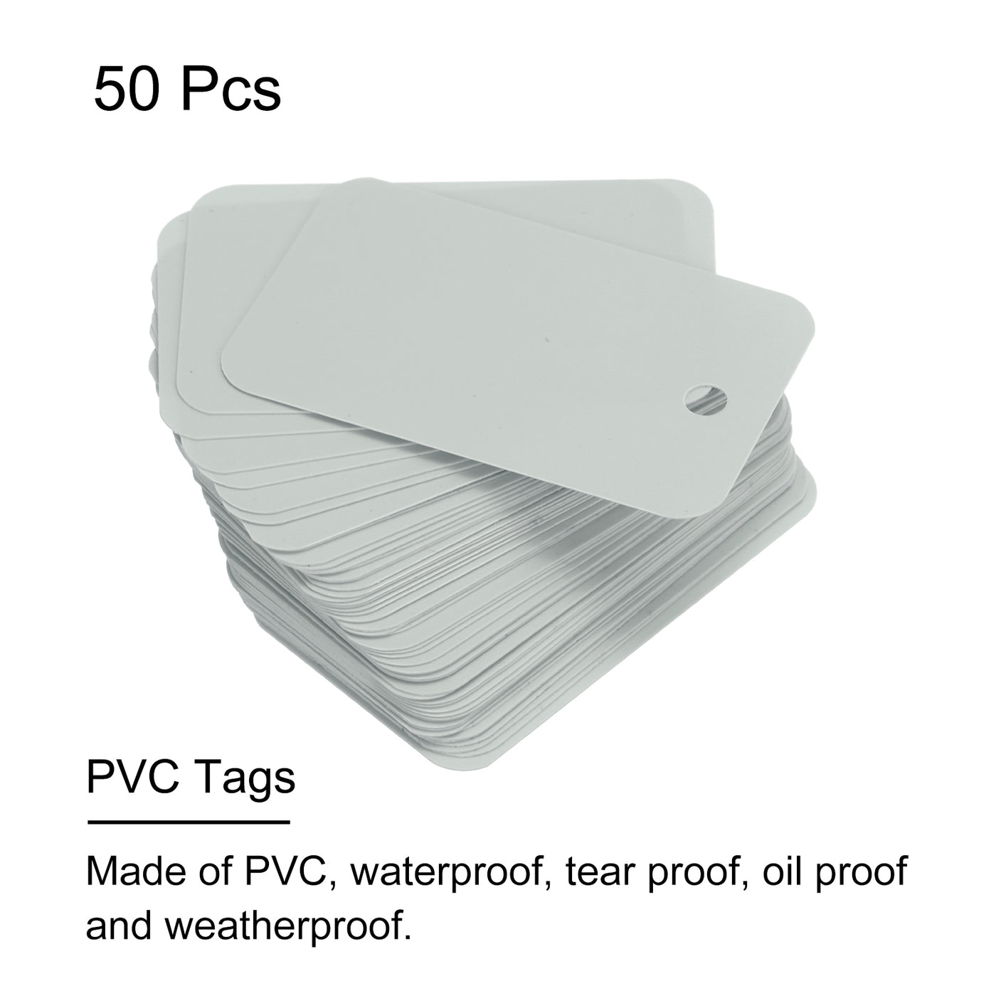 Harfington Waterproof Wires Plastic Shipping Tags,for Product Identification Tags,Valve Marking,Outdoor Tagging,1.18x1.97 Inch Grey 50Packs