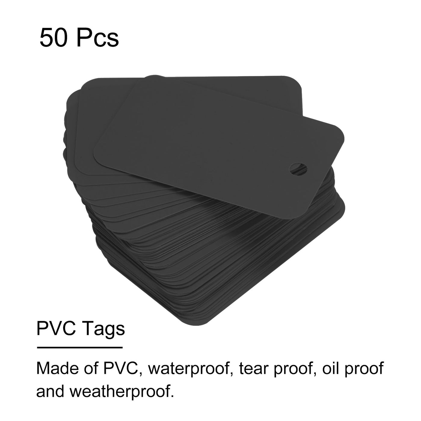 Harfington Waterproof Wires Plastic Shipping Tags,for Product Identification Tags,Valve Marking,Outdoor Tagging,1.18x1.97 Inch Black 50Packs