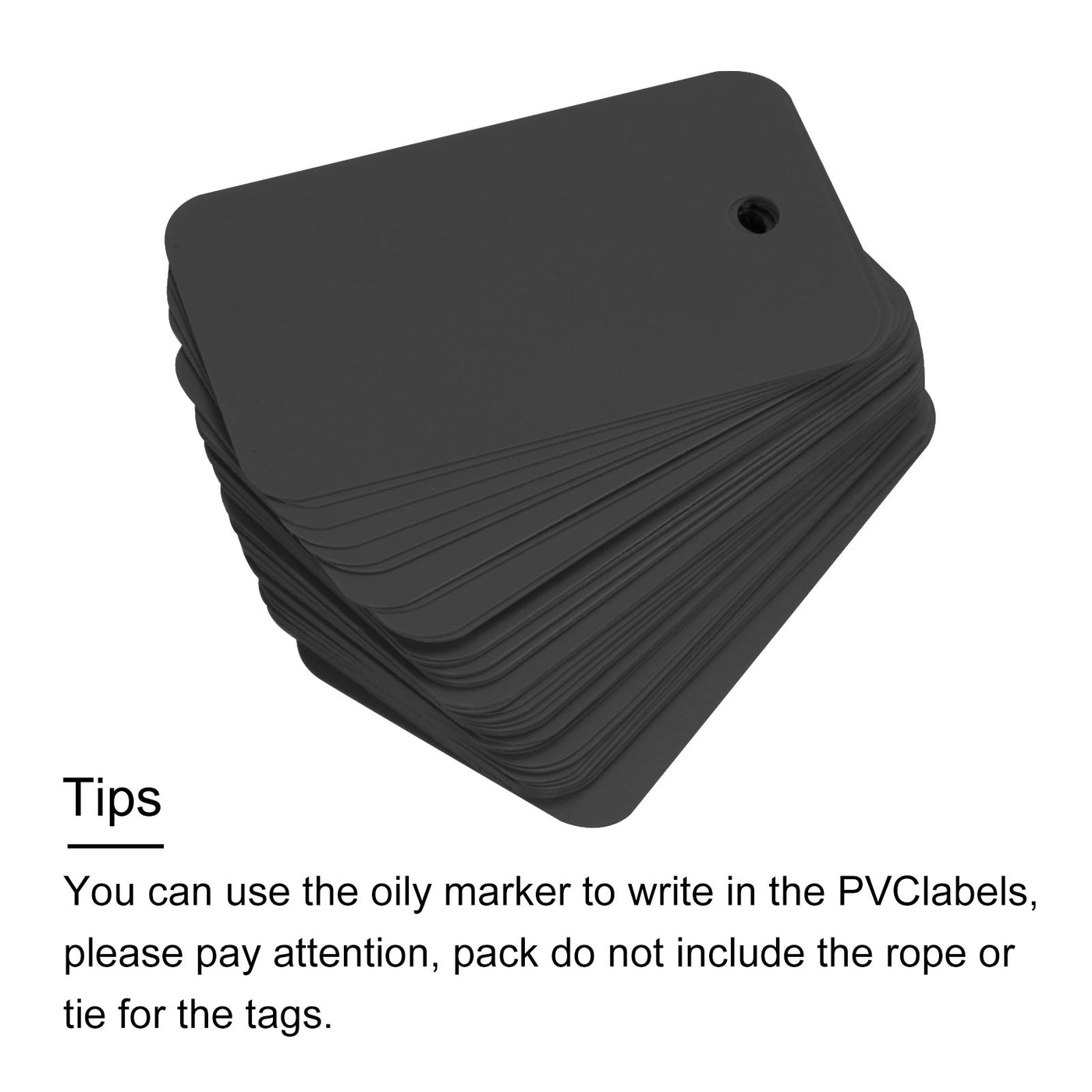 Harfington Waterproof Wires Plastic Shipping Tags,for Product Identification Tags,Valve Marking,Outdoor Tagging,1.18x1.97 Inch Black 50Packs